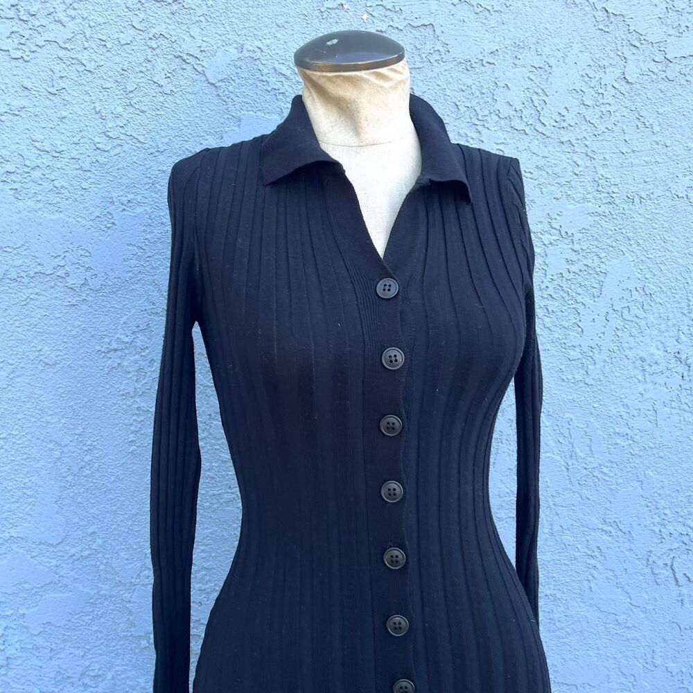 Black Ribbed Shirt Dress casual Size Small Lovers + Friends
